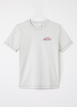 Les Deux Jongens T-shirt met logo- en backprint in de kleur Grijsmele, maat: 164