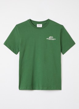 Les Deux Jongens Exhibition T-shirt met logo- en backprint in de kleur Groen, maat: 152