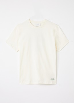 Les Deux Jongens Plant T-shirt met logo- en backprint in de kleur Creme, maat: 128
