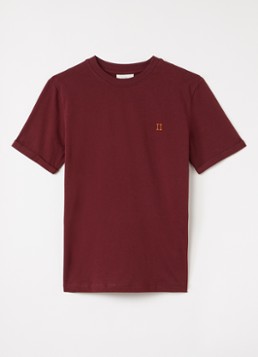Les Deux Jongens Core Contrast T-shirt met logoborduring in de kleur Bordeauxrood, maat: 164