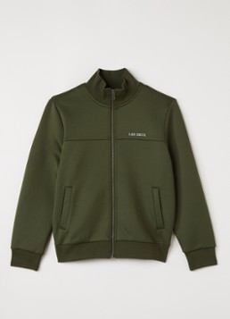 Les Deux Jongens Sweatvest met logoborduring in de kleur Legergroen, maat: 152