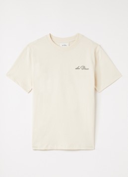 Les Deux Jongens Tomorrow T-shirt met logo- en backprint in de kleur Ivoor, maat: 164