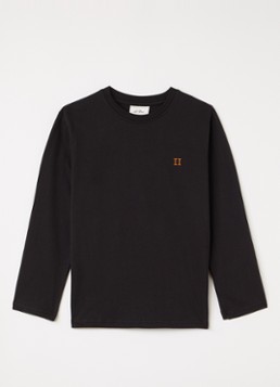Les Deux Jongens Core Contrast longsleeve met logoborduring in de kleur Zwart, maat: 164