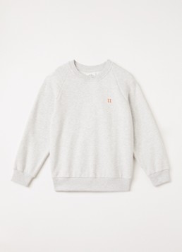 Les Deux Jongens Core Contrast sweater met logoborduring in de kleur Lichtgrijs, maat: 164