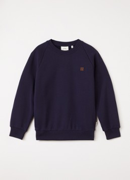 Les Deux Jongens Core Contrast sweater met logoborduring in de kleur Donkerblauw, maat: 164