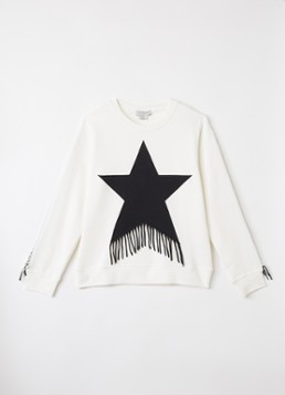 Stella McCartney Meisjes Sweater met borduring en franjes in de kleur Gebroken wit, maat: 128