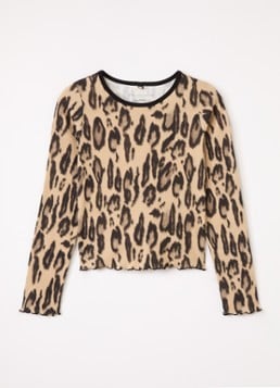 Stella McCartney Meisjes Longsleeve met panterprint in de kleur Bruin, maat: 6J=116