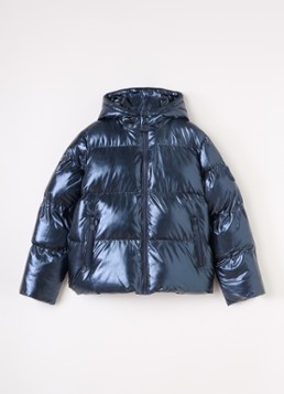 Stella McCartney Meisjes Pufferjack met afneembare capuchon in de kleur Indigo, maat: 8J=128