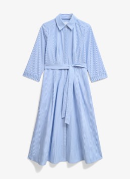 Hobbs Dames Jane midi blousejurk met streepprint en strikceintuur in de kleur Lichtblauw