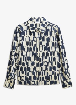 Hobbs Dames Velma blouse met grafische print in de kleur Donkerblauw