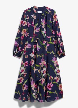 Hobbs Dames Pippa blousejurk met strikceintuur en bloemenprint in de kleur Donkerblauw