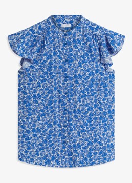 Hobbs Dames Huda blouse met vlindermouw in de kleur Blauw