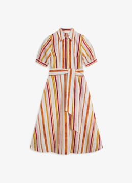 Hobbs Dames Cressida midi tuniekjurk met pofmouw en streepprint in de kleur Ivoor
