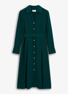 Hobbs Dames Mylie midi blouse jurk met ceintuur in de kleur Donkergroen