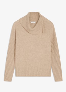 Hobbs Dames Irene fijngebreide trui met watervalhals in de kleur Beige