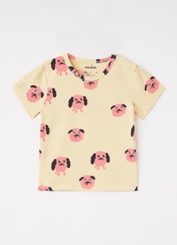 Mini Rodini Meisjes Doggies T-shirt met print in de kleur Lichtgeel, maat: 80/86