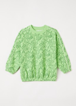 Mini Rodini Meisjes Sweater met panterprint in de kleur Groen, maat: 92/98