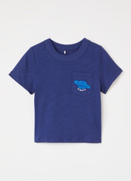 Mini Rodini Jongens EMB T-shirt met borstzak in de kleur Donkerblauw, maat: 92/98