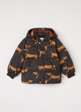Mini Rodini Jongens Dog pufferjack met print in de kleur Zwart, maat: 92/98