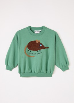 Mini Rodini Meisjes Elephant Shrew sweater met borduring in de kleur Groen, maat: 92/98