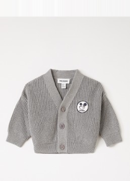 Mini Rodini Meisjes Ritzrats grofgebreid vest met borduring in de kleur Grijsmele, maat: 92/98