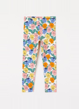 Mini Rodini Meisjes Violas legging met bloemenprint in de kleur Gebroken wit, maat: 80/86