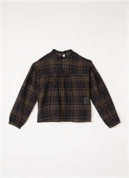 The New Society Meisjes Aira top met ruitdessin in de kleur Donkerblauw, maat: 164