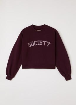 The New Society Meisjes Sweater met logoprint in de kleur Bordeauxrood, maat: 176
