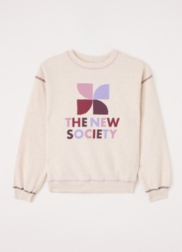 The New Society Meisjes Sweater met logoprint in de kleur Gebroken wit, maat: 176
