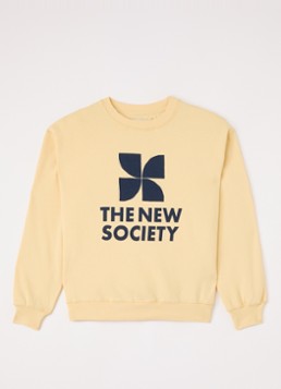 The New Society Meisjes Sweater met logoprint in de kleur Lichtgeel, maat: 164