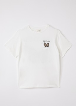 Sofie Schnoor Meisjes Zena T-shirt met front- en backprint in de kleur Wit, maat: 14J=164