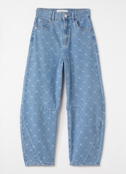 Sofie Schnoor Meisjes Balloon fit jeans met print in de kleur Indigo, maat: 8J=128