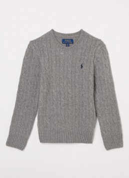 Ralph Lauren Jongens Kabelgebreide trui in kasjmierblend in de kleur Grijs, maat: XL