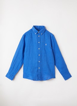 Ralph Lauren Jongens Overhemd met logoborduring in de kleur Blauw, maat: L=152