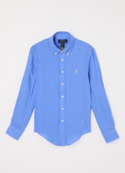 Ralph Lauren Jongens Overhemd met logoborduring in de kleur Middenblauw, maat: 116