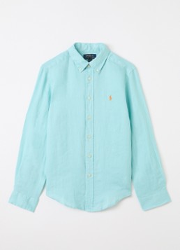 Ralph Lauren Jongens Overhemd met logoborduring in de kleur Middenblauw, maat: 116