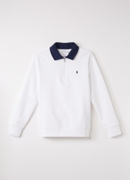 Ralph Lauren Jongens Sweater met halve rits in de kleur Wit, maat: L=152