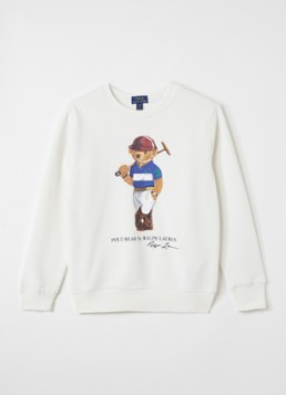 Ralph Lauren Jongens Sweater met logoprint in de kleur Gebroken wit, maat: M=140