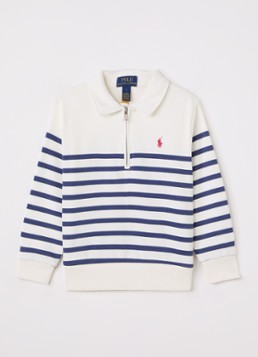 Ralph Lauren Jongens Sweater met polokraag en logoborduring in de kleur Gebroken wit, maat: M=140