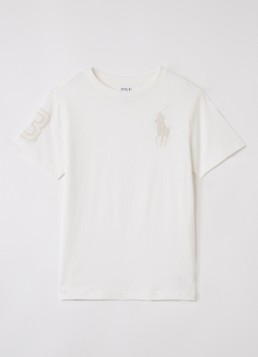 Ralph Lauren Jongens T-shirt met logoborduring in de kleur Wit, maat: S=128