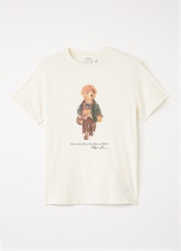 Ralph Lauren Jongens T-shirt met logoprint in de kleur Gebroken wit, maat: XL=164