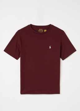 Ralph Lauren Jongens T-shirt met logoborduring in de kleur Bordeauxrood, maat: L=152