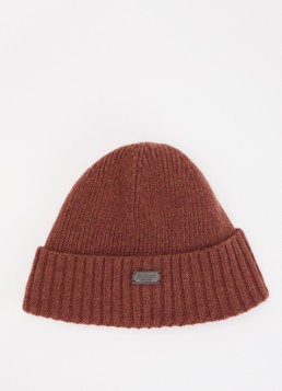 Barbour Heren Carlton fijngebreide muts in wolblend in de kleur Roestbruin, maat: OS