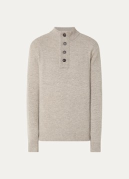 Barbour Heren Essential fijngebreide trui van wol met halve rits in de kleur Beige, maat: M