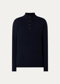 Barbour Heren Essential fijngebreide trui van wol met halve rits in de kleur Donkerblauw, maat: S