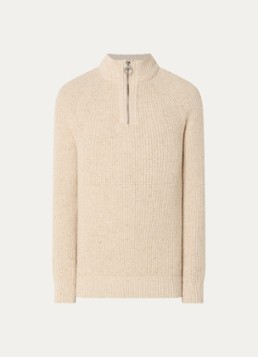 Barbour Heren Essentials grofgebreide trui in wolblend in de kleur Beige, maat: L