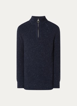 Barbour Heren Essentials grofgebreide trui in wolblend in de kleur Donkerblauw, maat: M