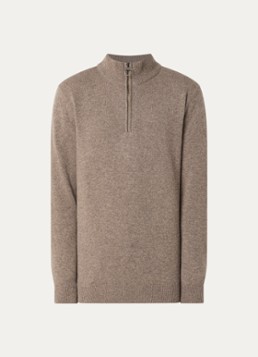 Barbour Heren Holden fijngebreide trui van wol met halve rits in de kleur Beige, maat: XL