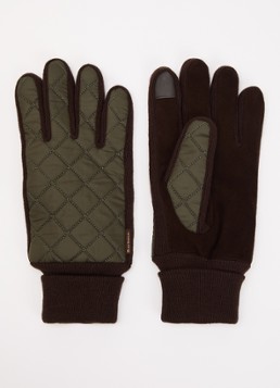 Barbour Heren Magnus handschoenen met details van leer in de kleur Donkergroen, maat: XL