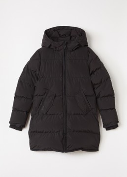 Airforce Meisjes Jade longline puffer jas met capuchon in de kleur Zwart, maat: 176
